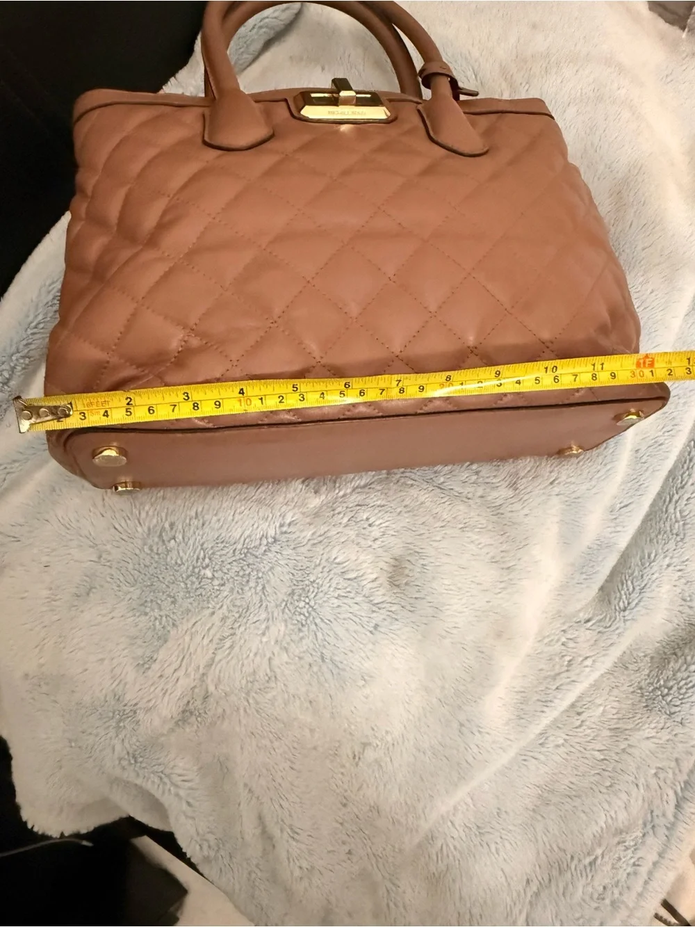 Michael Kors Quilted Satchel in Mauve Brown with Gold Hardware